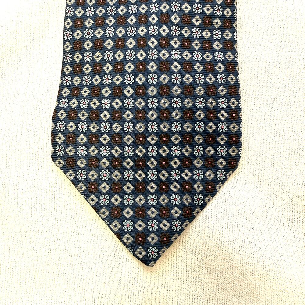 Vintage KITON Napoli Designer Tie -Blue & Burgundy Made in Italy - Pristine